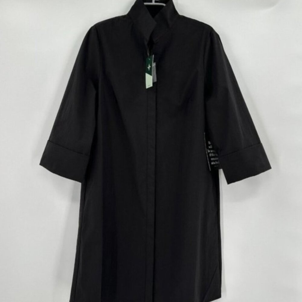 Tuckernuck Black Charlie Shirt Dress sz XXL Stand Collar Cotton Stretch Mini